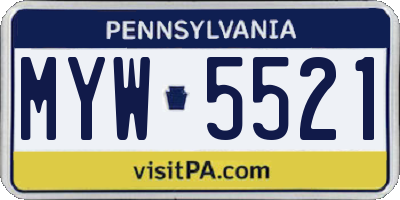 PA license plate MYW5521