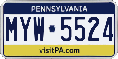 PA license plate MYW5524