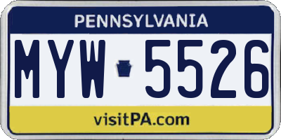 PA license plate MYW5526