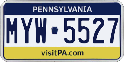 PA license plate MYW5527
