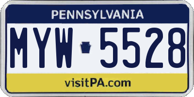 PA license plate MYW5528