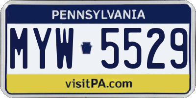 PA license plate MYW5529