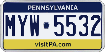 PA license plate MYW5532