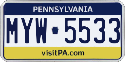 PA license plate MYW5533
