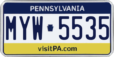 PA license plate MYW5535