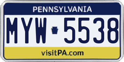 PA license plate MYW5538