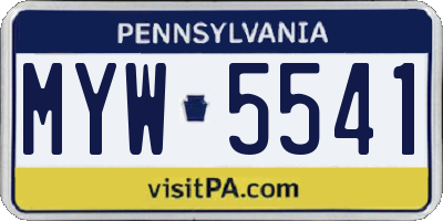 PA license plate MYW5541