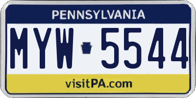 PA license plate MYW5544