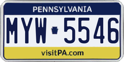 PA license plate MYW5546