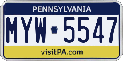 PA license plate MYW5547