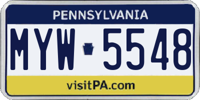 PA license plate MYW5548