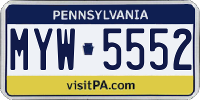 PA license plate MYW5552