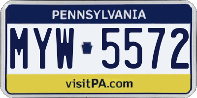 PA license plate MYW5572