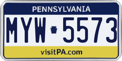 PA license plate MYW5573