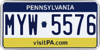PA license plate MYW5576