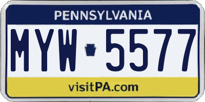 PA license plate MYW5577