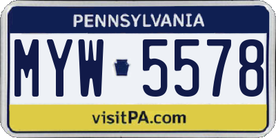 PA license plate MYW5578