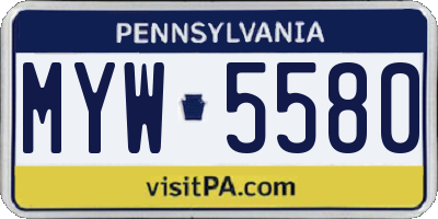 PA license plate MYW5580