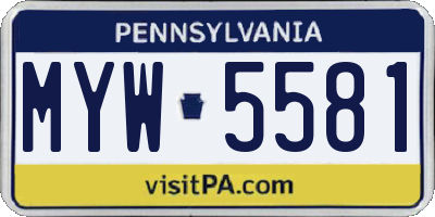 PA license plate MYW5581