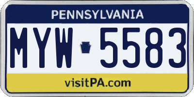 PA license plate MYW5583