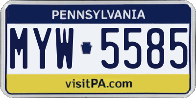 PA license plate MYW5585