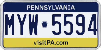 PA license plate MYW5594