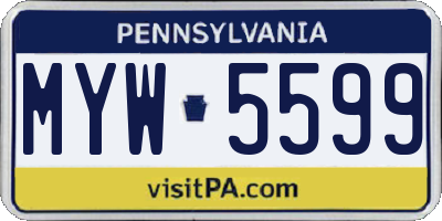 PA license plate MYW5599