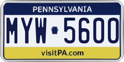 PA license plate MYW5600