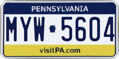 PA license plate MYW5604