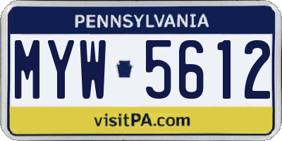 PA license plate MYW5612