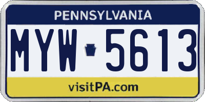 PA license plate MYW5613