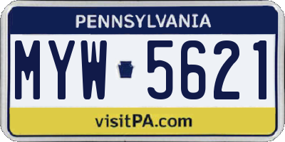PA license plate MYW5621