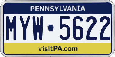PA license plate MYW5622