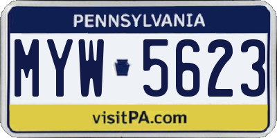 PA license plate MYW5623