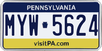 PA license plate MYW5624
