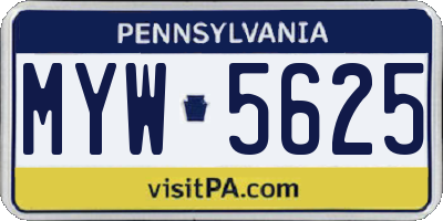 PA license plate MYW5625