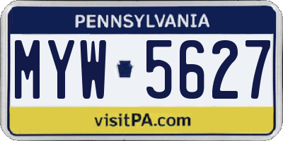 PA license plate MYW5627