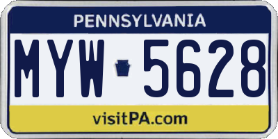PA license plate MYW5628