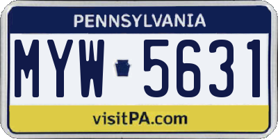 PA license plate MYW5631
