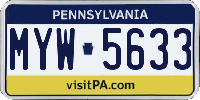 PA license plate MYW5633