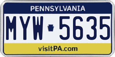 PA license plate MYW5635
