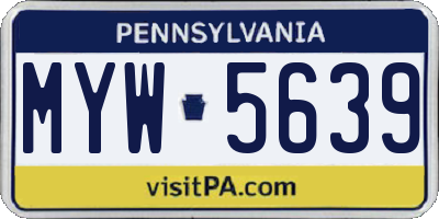 PA license plate MYW5639