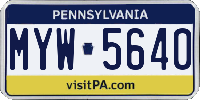 PA license plate MYW5640