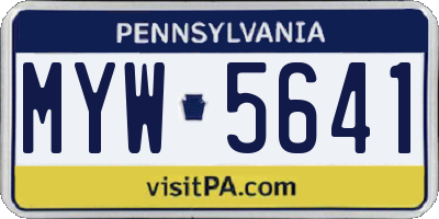 PA license plate MYW5641