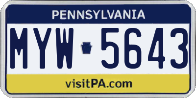 PA license plate MYW5643