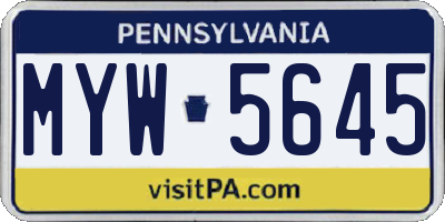 PA license plate MYW5645