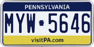 PA license plate MYW5646