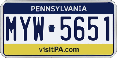 PA license plate MYW5651