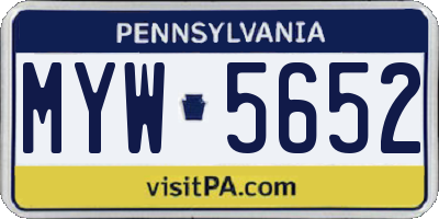 PA license plate MYW5652