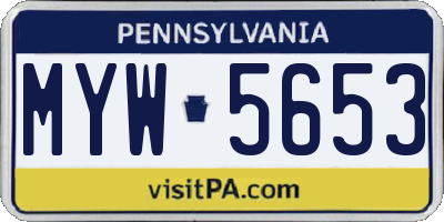 PA license plate MYW5653